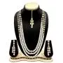 Aheli Classy Bollywood Party Wedding Necklace and Earrings with Maang Tikka Set Indian Traditional Ethnic Festive Jewelry for Women