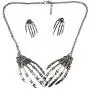 FXmimior Silver Skeleton Hand Shapped Halloween Gothic Necklet Rock Punk Accessories Women Girl (necklace& earrings)