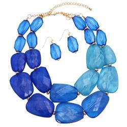 Rosemarie Collections Womens Ombre Polished Resin Statement Necklace Earring Set