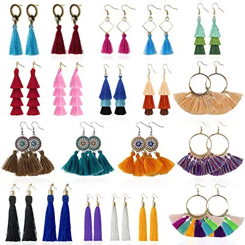 YRYM HT Tassel Earrings for Women - 20 Pairs Colorful Bohemian Long Layered Fringe Earrings Set Hoop Tiered Dangle Drop Tassle Earrings Pack Fashion Jewelry for Christmas Valentine Birthday Girls Gift YRYM HT Tassel Earrings for Women - 20 Pairs Colorful Bohemian Long Layered Fringe Earrings Set Hoop Tiered Dangle Drop Tassle Earrings Pack Fashion Jewelry for Christmas Valentine Birthday Girls Gift