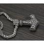 GuoShuang Men Norse God Viking Odin Wolf Thors Mjolnir Pendant Necklace with Valknut Gift Bag