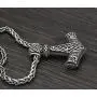 GuoShuang Men Norse God Viking Odin Wolf Thors Mjolnir Pendant Necklace with Valknut Gift Bag GuoShuang Men Norse God Viking Odin Wolf Thors Mjolnir Pendant Necklace with Valknut Gift Bag