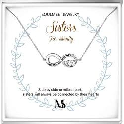 SOULMEET Sisters for Eternity Necklace Gifts from Sister,Sterling Silver Sister Necklace for Women,Christmas Birthday Jewelry Gifts for Sister