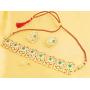 Touchstone Indian Bollywood Gorgeous Intricate Workmanship Mughal White Colorful Rhinestone Crystal Wedding Designer Jewelry Choker Necklace Set in Gold and Silver Tone for Women.