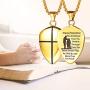 FaithHeart Shield of Faith Ephesians 6:16-17/Ephesians 6:10 Pendant Necklace Stainless Steel Joshua 1:9 Cross Amulet Necklace, Customize Available (Send Brand Box)