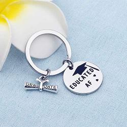 SEIRAA Educated AF Graduation Keychain College Grad Gift Master Degree Gift for Students Grad School Gift