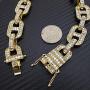 BLINGFACTORY Hip Hop Iced Gold PT 18mm 18'' Thick Crystal Box Lock Marina Choker Chain Necklace