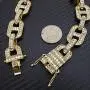 BLINGFACTORY Hip Hop Iced Gold PT 18mm 18'' Thick Crystal Box Lock Marina Choker Chain Necklace BLINGFACTORY Hip Hop Iced Gold PT 18mm 18'' Thick Crystal Box Lock Marina Choker Chain Necklace