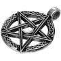 Vintage Style Pentacle Pentagram Crescent Moon Stainless Steel Pendant Necklace for Men (21-inch chain)
