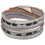 VONRU Leather Cuff Bracelets for Women - Wrap Bracelet Charm Boho Jewelry for Women Handmade Casual Braided Magnetic Bracelet Friendship Gift for Teen Girls (Grey Leopard Crystal Bracelet)