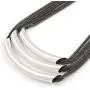 Avalaya Statement 3 Strand Layered Dark Grey Mesh Necklace with Tunnel Detailing - 48cm L/ 6cm Ext
