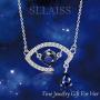 Sllaiss Sterling Silver Blue Sapphire Devils Eye Hanging with Teardrops Necklace for Women Fine Jewelry Gifts for Her, Set with Swarovski Zirconias