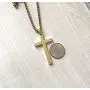 18K Gold Cuban link Chain Cross Flat Pendant Necklace Solid Clasp for Men,Women, boys, Teens. PLated Thin for Charms Miami Cuban Link Diamond Cut Fashion jewelry