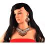 Touchstone Indian Bollywood Handcrafted Traditional Royal Mughal Kundan Polki Meenakari Enamel Colorful Wedding Designer Jewelry Long Necklace Set in Gold and Silver Tone for Women.