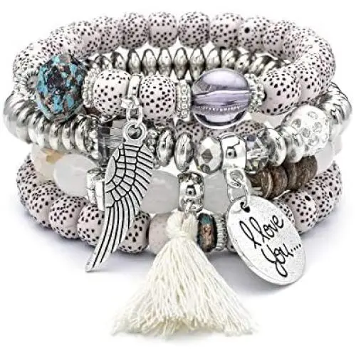 ODLADM 4 Wrap Women Stretch Bracelets Beaded Layered Bracelet Natural Gemstone Jewelry for Women Girls ODLADM 4 Wrap Women Stretch Bracelets Beaded Layered Bracelet Natural Gemstone Jewelry for Women Girls