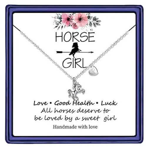 Horse Gifts for Girls, 14K White Gold Plated Heart Initial Horse Necklace Personalized Gifts Dainty Horse Jewelry Horse Necklaces for Girls Women Horse Lovers Horse Gifts for Girls, 14K White Gold Plated Heart Initial Horse Necklace Personalized Gifts Dainty Horse Jewelry Horse Necklaces for Girls Women Horse Lovers