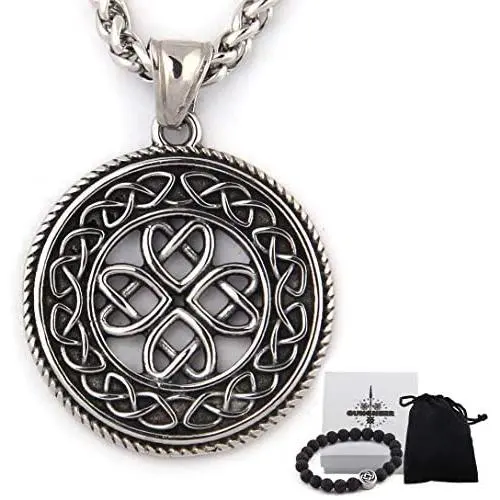 GUNGNEER Stainless Steel Interwoven Circle Celtic Knot Keel Chain Pendant Necklace Protection Infinity Jewelry GUNGNEER Stainless Steel Interwoven Circle Celtic Knot Keel Chain Pendant Necklace Protection Infinity Jewelry