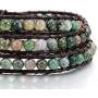MOWOM Layered Bracelets for Women Men Boys Girls Genuine Leather Bracelet Rope Bangle Cuff Crystal Gemstone Bohemian Style & Beads Braided 3/5 Wraps Adjustable Handmade Jewelry Gifts