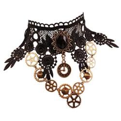 MEiySH Lolita Goth Punk Wedding Party Black Steam Punk Gear Choker Necklace