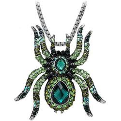 Womens Spider Necklace Pin Brooch 2 in 1 - Pendant with Couple Stainless Steel Necklaces 18'' & 20'' - Halloween Costume Accessories for Women Teen Girls