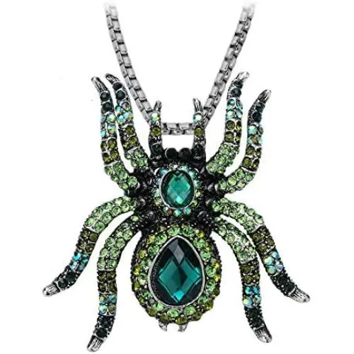 Womens Spider Necklace Pin Brooch 2 in 1 - Pendant with Couple Stainless Steel Necklaces 18'' & 20'' - Halloween Costume Accessories for Women Teen Girls Womens Spider Necklace Pin Brooch 2 in 1 - Pendant with Couple Stainless Steel Necklaces 18'' & 20'' - Halloween Costume Accessories for Women Teen Girls