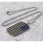 Kings&Pauper 2pcs American Flag USA Patriot Necklace Pendant Jewelry Army Card Stainless Steel Dog Tags 28