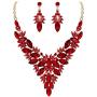 BriLove Womens Costume Fashion Crystal Multi Leaf Marquise Cluster Enamel Statement Necklace Dangle Earrings Set