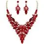 BriLove Womens Costume Fashion Crystal Multi Leaf Marquise Cluster Enamel Statement Necklace Dangle Earrings Set BriLove Womens Costume Fashion Crystal Multi Leaf Marquise Cluster Enamel Statement Necklace Dangle Earrings Set