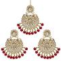 Aheli Exquisite Design Faux Kundan Beaded Earrings Maang Tikka Set Ethnic Indian Jewelry for Women