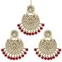 Aheli Exquisite Design Faux Kundan Beaded Earrings Maang Tikka Set Ethnic Indian Jewelry for Women Aheli Exquisite Design Faux Kundan Beaded Earrings Maang Tikka Set Ethnic Indian Jewelry for Women