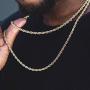 24K Thick Gold Plated 3mm Rope Chain Necklace for Men And Women Free Lifetime Replacement