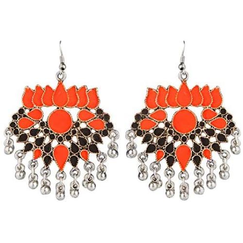 Efulgenz Boho Vintage Antique Ethnic Gypsy Tribal Indian Oxidized Gold Tassel Jhumka Dangle Earrings Set Jewelry