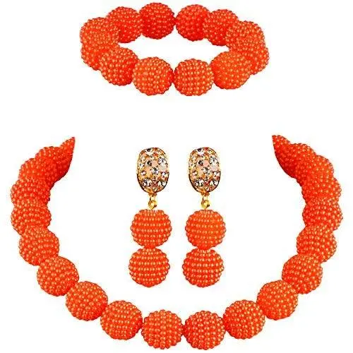 aczuv Nigerian Wedding African Beads Jewelry Set Women Simulated Pearl Necklace and Earrings aczuv Nigerian Wedding African Beads Jewelry Set Women Simulated Pearl Necklace and Earrings