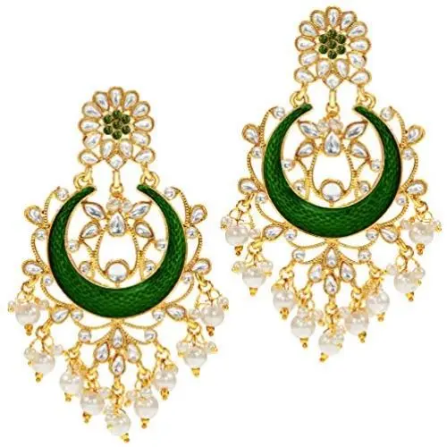 Aheli Indian Traditional Chandbali Dangle Earring Ethnic Festive Bollywood Wedding Jewelry for Women Aheli Indian Traditional Chandbali Dangle Earring Ethnic Festive Bollywood Wedding Jewelry for Women