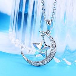 XUPING Jewelry Luxury Moon Star Pendant Necklace Crystals from Swarovski Valentines Day Women Girl Gifts