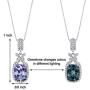 Peora Simulated Alexandrite Pendant Necklace in Sterling Silver, Vintage Halo Design, Cushion Cut, 4.50 Carats total, with 18 Inch Chain