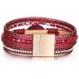 FANCY SHINY Leather Wrap Bracelet Boho Cuff Bracelets Crystal Bead Bracelet with Magnetic Clasp Jewelry Gifts for Women Teen Girls