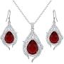EleQueen 925 Sterling Silver Cubic Zirconia Teardrop of Angel Bridal Pendants Necklace Hook Earrings Sets