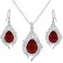 EleQueen 925 Sterling Silver Cubic Zirconia Teardrop of Angel Bridal Pendants Necklace Hook Earrings Sets EleQueen 925 Sterling Silver Cubic Zirconia Teardrop of Angel Bridal Pendants Necklace Hook Earrings Sets
