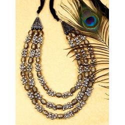 Crunchy Fashion Bollywood Traditional Indian/Bohemian Bollywood Style Afgani Oxidized Silver Boho Gypsy Tribal Jewelry Necklace and Earrings Set for Women/Girls