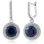 Gem Stone King 18.50 Ct Round Blue Simulated Sapphire 925 Sterling Silver Earrings Pendant Set