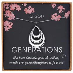 OFGOT7 Generations Necklace for Grandma Gifts - Sterling Silver Water Droplets Necklace for Mom Granddaughter Mothers Day Jewelry Birthday Gifts