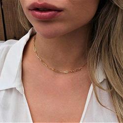 M MOOHAM Layered Gold Initial Necklaces for Women, 14K Gold Plated Paperclip Chain Layered Necklace Simple Cute Hexagon Letter Pendant Womens Jewelry Initial Necklace Gold Chain Necklaces for Women