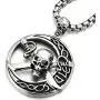 COOLSTEELANDBEYOND Stainless Steel Large Circle Pirate Skull Pendant Necklace for Men, 30 in Chain, Gothic Tribal COOLSTEELANDBEYOND Stainless Steel Large Circle Pirate Skull Pendant Necklace for Men, 30 in Chain, Gothic Tribal