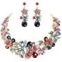 FUNRUN JEWELRY Wedding Bridal Necklace Earring Jewelry Set for Women Vintage Statement Necklace Teardrop Dangle Earring for Bridesmaid Evening Party Prom