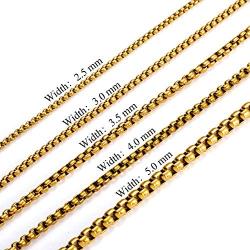 MEMGIFT 18K Real Gold Plated Box Chain Necklaces for Women Men Teen Boys Girls Stainless Steel Long 16-28 Inches Width 2.5-5MM Box Link Simple Jewelry Gifts for Mom Dad Best Friend Sister Wife