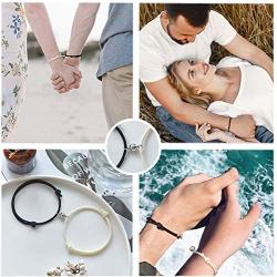 PPJew Couples Bracelet Set Magnetic Mutual Attraction Matching Relationship Adjustable Bracelets for Women Men Boyfriend Girlfirend Lover Him Her Best Friend 2pcs