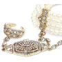 Coucoland 1920s Flapper Bracelet Ring Set Roaring 20s The Great Gatsby Austrian Crystals Imitation Pearl Bracelet Accessory