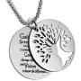 HZMAN Two Piece Serenity Prayer Stainless Steel Pendant Necklace with Tree of Life Cut Out 22+2'' Chain