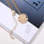 Fashion Fantasy Baroque 12 Constellation Relief Coins Round Brand Guardian Necklace Retro Constellation Gilt Sweater Chain Hot Style Birthday Gift Couple Necklace